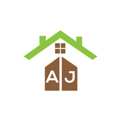  Initial letter AJ real estate logo design template AJ home or house letter logo