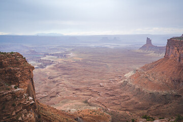 Orange Cliffs Overlook at canyonlands during rainfall 