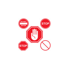 set of the restricted and dangerous vector sign isolated.illustration of traffic road and stop symbol,warning and attention.
