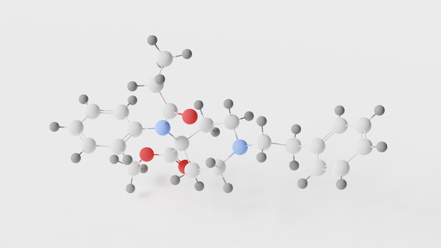 carfentanil molecule 3d, molecular structure, ball and stick model, structural chemical formula carfentanyl