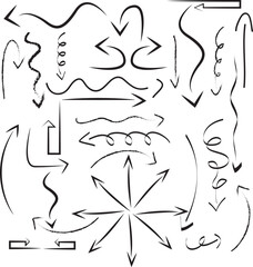 different drawing of arrows, resizable, isolated on white background