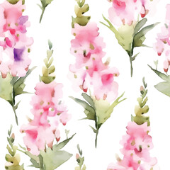 Seamless pattern with foxglove Digitalis flower. Seamless stylized watercolor floral pattern.
Tiled and tillable, Wallpaper, wrapping paper design, textile, scrapbooking, digital paper. illustration