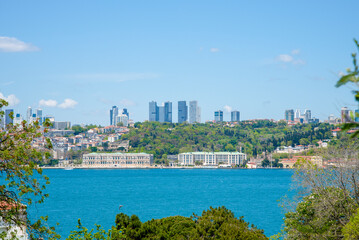 Istanbul landscape, cityscape, city view of the European part of the city. - obrazy, fototapety, plakaty