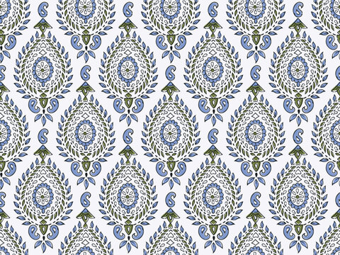 FRACTAL ART DESIGN ABSTRACT TILE BLOCK PRINT SEAMLESS PATTERN