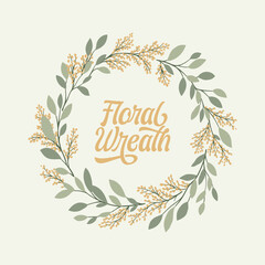 Cute flat minimalistac floral wreath - 602391028