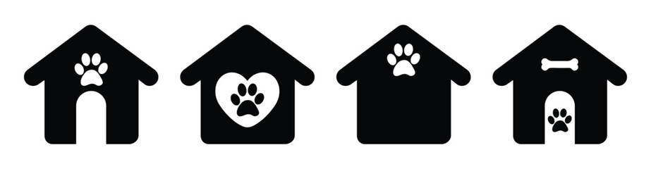 Dog house Icon set , doghouse kennel vector icon