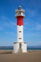 Fototapeta na wymiar View of the Far del Fangar lighthouse, Delta de l'Ebre, Catalunya, Spain