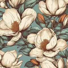 magnolia pattern with natural elements
