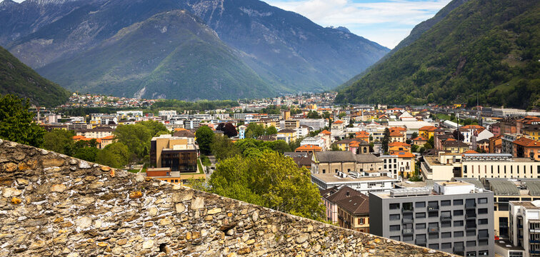 historic bellinzona city in switzerland panorama
