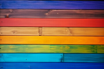 Bright multicolored wooden planks background. Generative AI