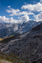 Mountain scenic road Stelvio Pass in Alps