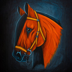 Hand drawing on canvas of a horse