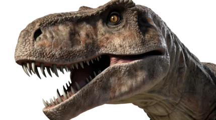 Fotobehang Tyrannosaurus rex isolated on white background, the popular predator dinosaur in Cretaceous period era ,with Generative AI. © TANATPON