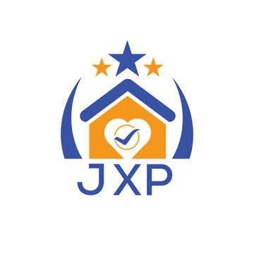 JXP House logo Letter logo and star icon. Blue vector image on white background. KJG house Monogram home logo picture design and best business icon. 
