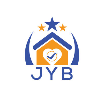 JYB House logo Letter logo and star icon. Blue vector image on white background. KJG house Monogram home logo picture design and best business icon. 
