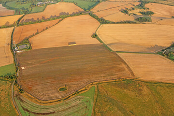 Aerial view of the fields of Wiltshire, England