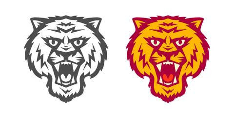 Vector logo of tiger head for sport team. Vector logo of big cat face.