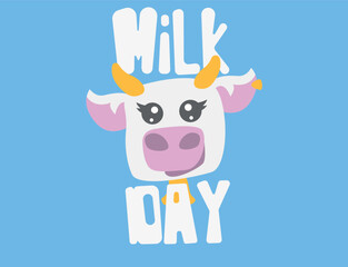 flat character cow milk money for kids illustration for holiday
