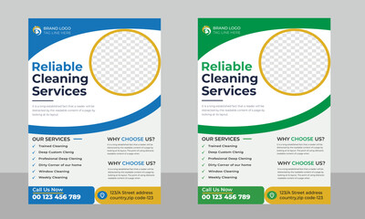 A4 Size House cleaning services flyer and Business Flyer Design Template  - obrazy, fototapety, plakaty