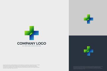 Health icon and cross sign medical logo. Vector logo design template