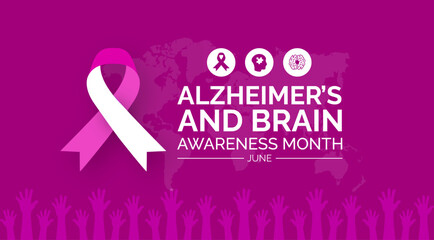 Alzheimer’s and Brain Awareness Month background or banner design template celebrated in june. vector illustration.