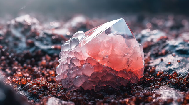 Uncut Albite crystal in nature. Rare gemstone. Generative AI