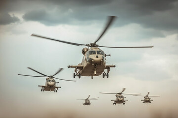 Fototapeta na wymiar Military helicopter landing