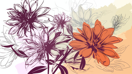 Vector collection, flower compositions, sketch