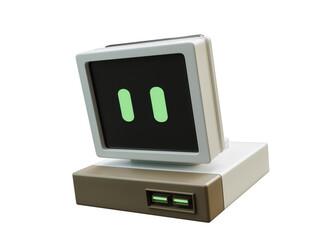 Premium PNG transparent background, 3D rendering of old desktop computer. close -up illustration.
