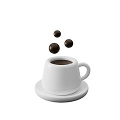  Premium PNG transparent background, 3D rendering of coffee cup. close -up illustration.