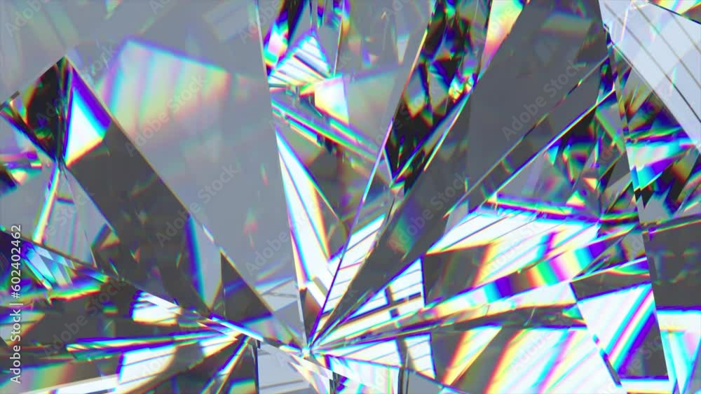Poster diamond close up. edges of a diamond. refraction of light. rainbow.transparent. gemstone. 3d animati
