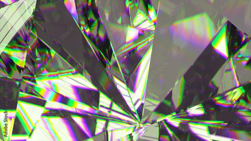 Poster abstract concept. diamond texture closeup. edges of a diamond. refraction of light. green color. 3d 