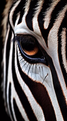 Beautiful portrait of a majestic zebra's eyes, Generative AI