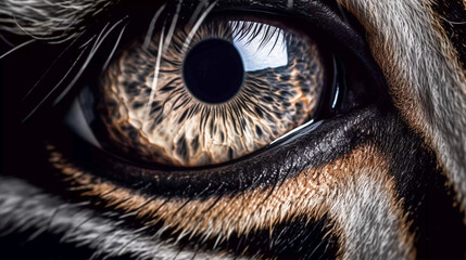 Beautiful portrait of a majestic zebra's eyes, Generative AI