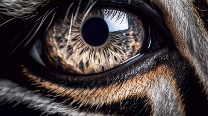 Obraz premium Beautiful portrait of a majestic zebra's eyes, Generative AI