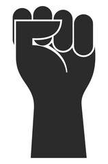 Obraz premium Raised fist black icon. Uprising symbol. Power sign