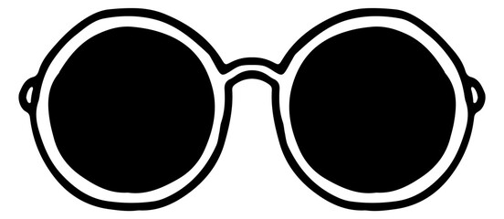 Retro round sunglasses icon. Blind eyeglasess symbol