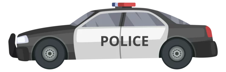 Foto auf Acrylglas Police car cartoon icon. Patrol auto side view © ONYXprj