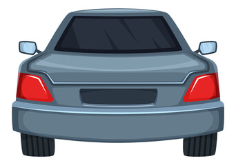 Plakat Gray sedan rear view. Car cartoon icon