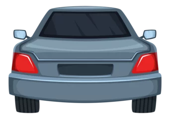 Fotobehang Gray sedan rear view. Car cartoon icon © ONYXprj