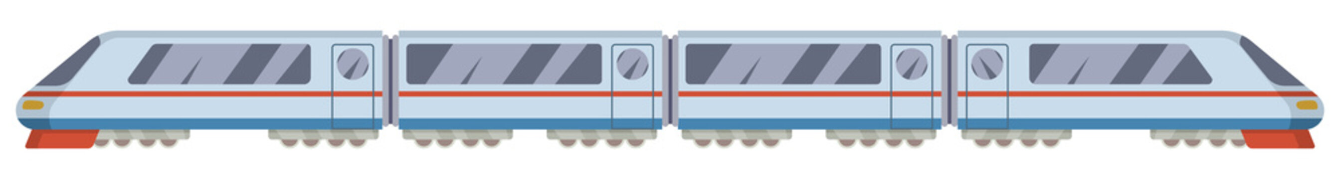 Modern train icon. Subway transport. Railroad side view
