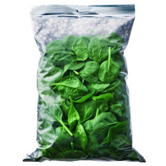 Frozen bag of green spinach