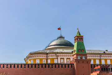 
red brick wall of Moscow Kremlin in Moscow, Russia