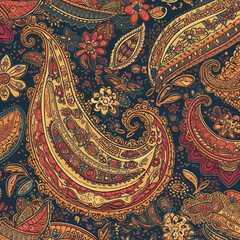 ethnic paisley seamless texture in indian style