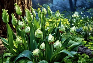 Obraz premium spring bulbs in the garden, generative ai
