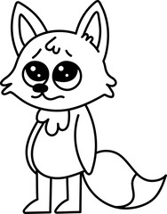 Children's coloring book "Cute Little fox". Coloring book "Fox". Vector black and white illustration.Vector image formats. Task on the page with sketches for children