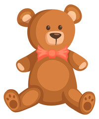 Soft bear toy. Cartoon stuffed animal icon