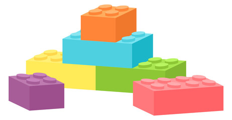 Plastic building blocks. Toy bricks cartoon icon