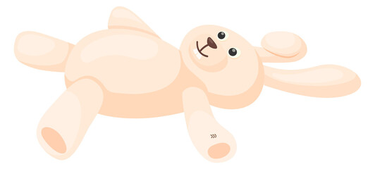 Laying bunny soft toy icon. Plush rabbit