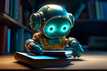 Robot reading book, generative ai